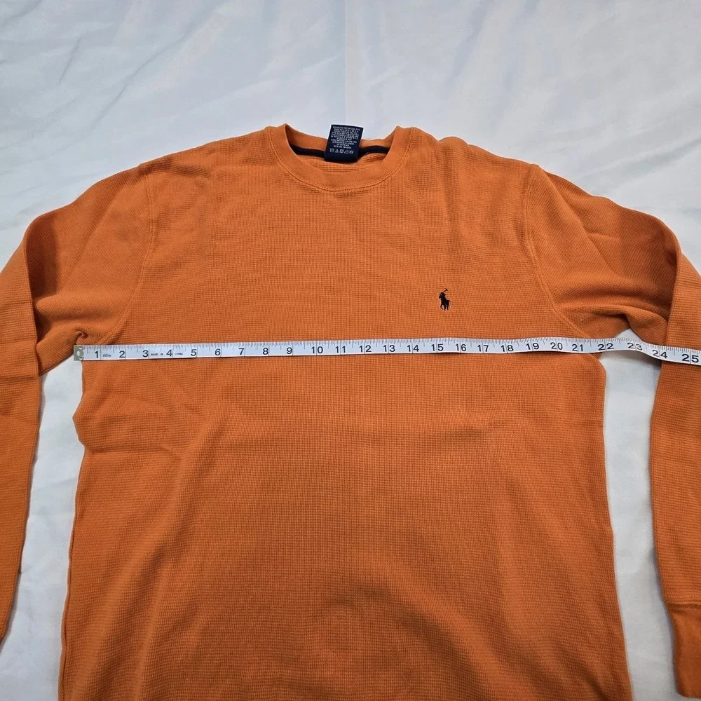 Polo Ralph Lauren Thermal Shirt Casual Sleepwear Mens XL Orange Waffle Knit Pony